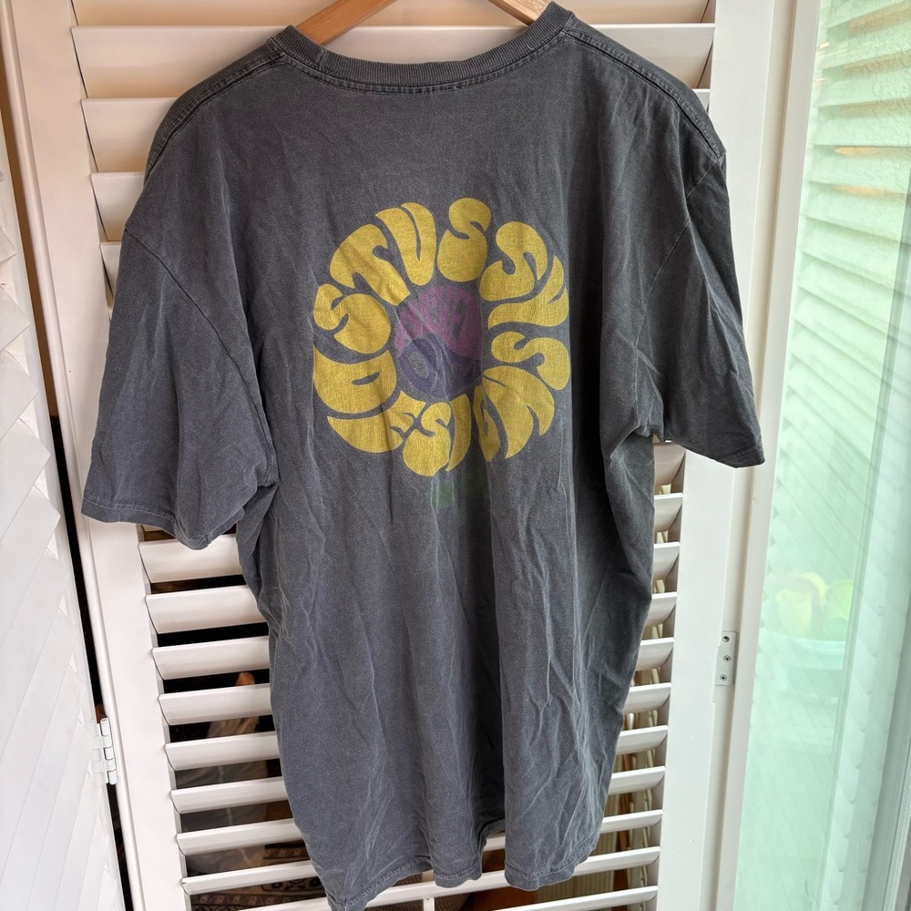 Stussy Gray T-Shirt with Floral Graphic Design